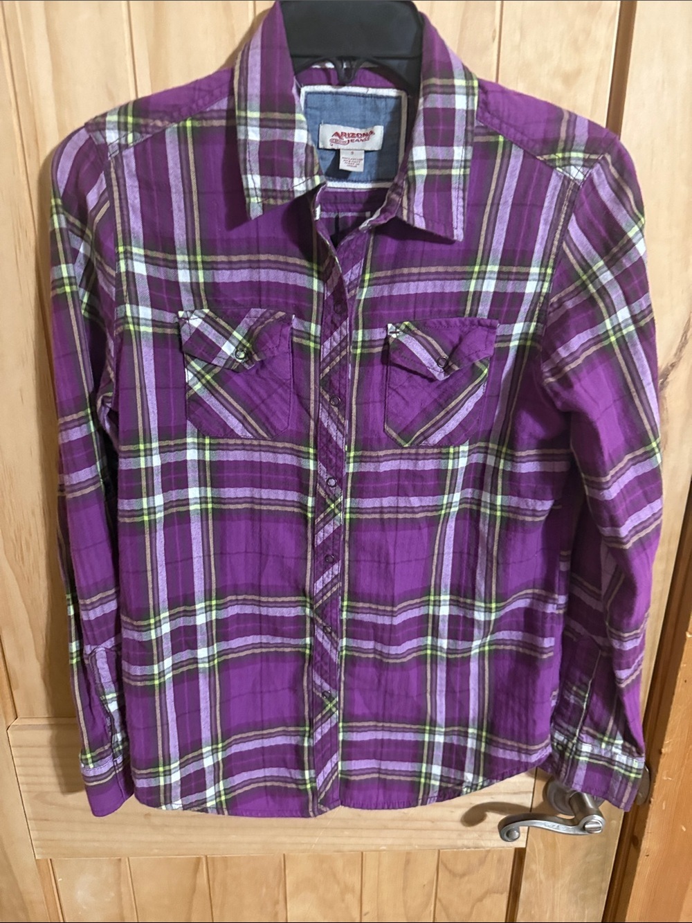 Arizona Purple Plaid Snap Button-Up Shirt